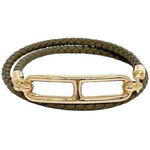 HERMES Beige Leather Charm Bracelet